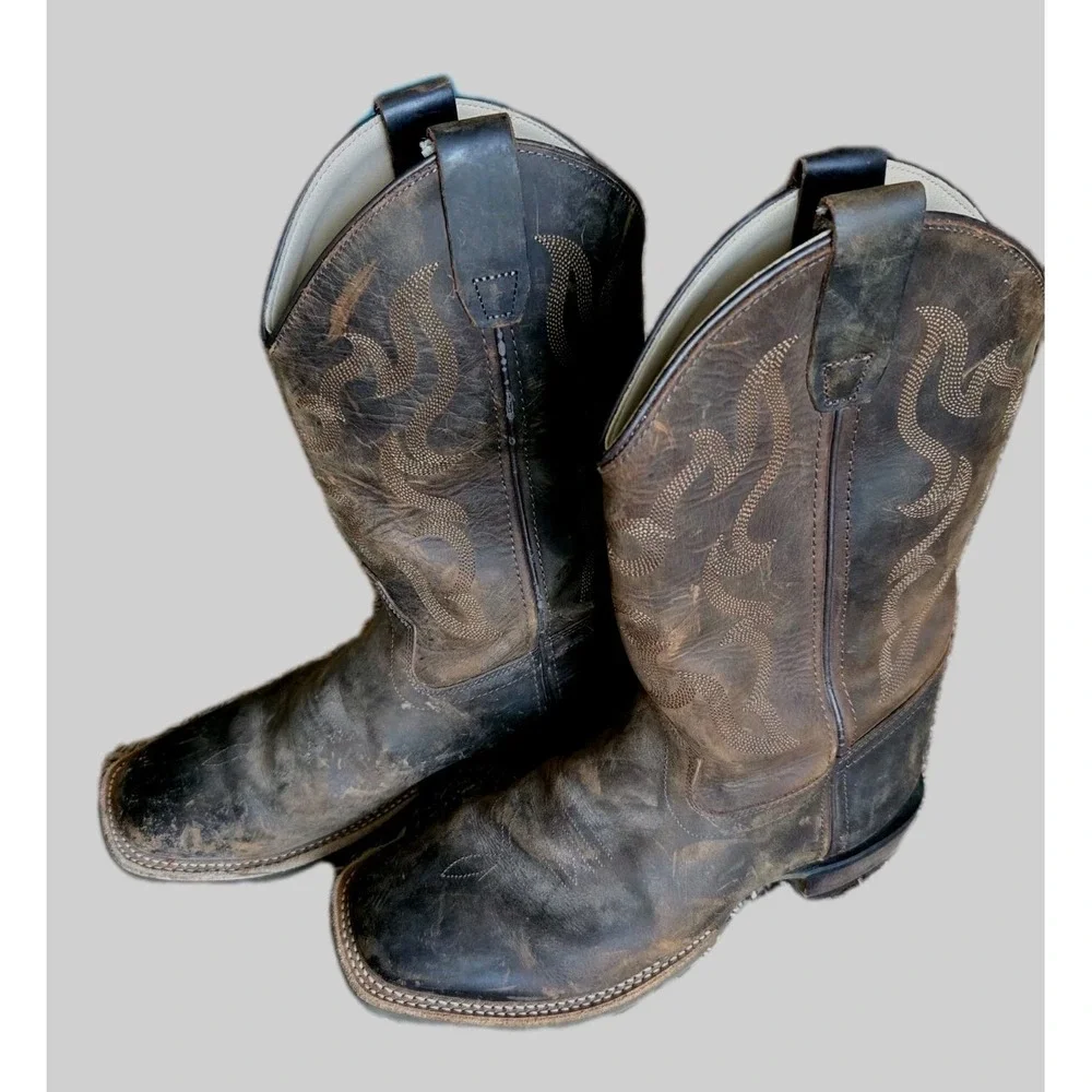 CODY JAMES Western Boot Boys Size 6 D Brown Leather Square‎ Toe Boot BBSC1904